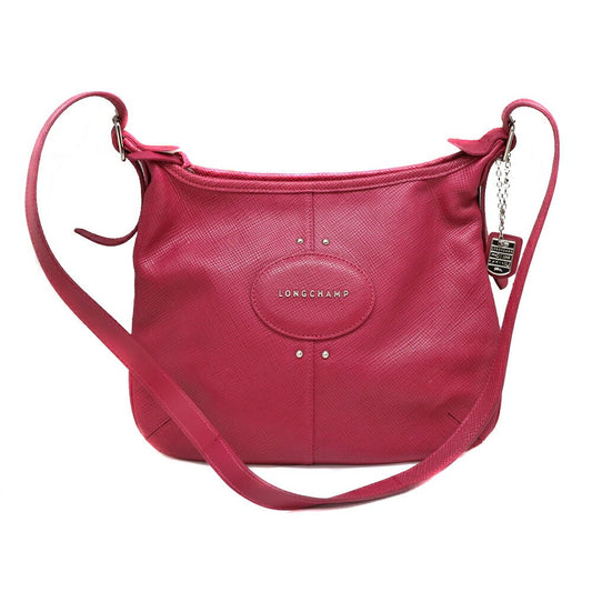 Longchamp Shoulder Bag Purse Leather Pink Authentic