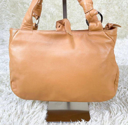LOEWE Hand Bag Tote Purse Leather Light Brown Authentic