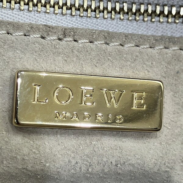 LOEWE Hand Bag Tote Purse Anagram Suede Leather Beige Light Brown Authentic