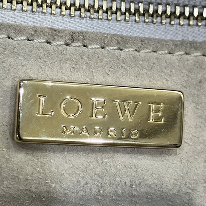 LOEWE Hand Bag Tote Purse Anagram Suede Leather Beige Light Brown Authentic