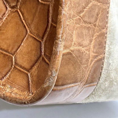 LOEWE Hand Bag Tote Purse Anagram Suede Leather Beige Light Brown Authentic