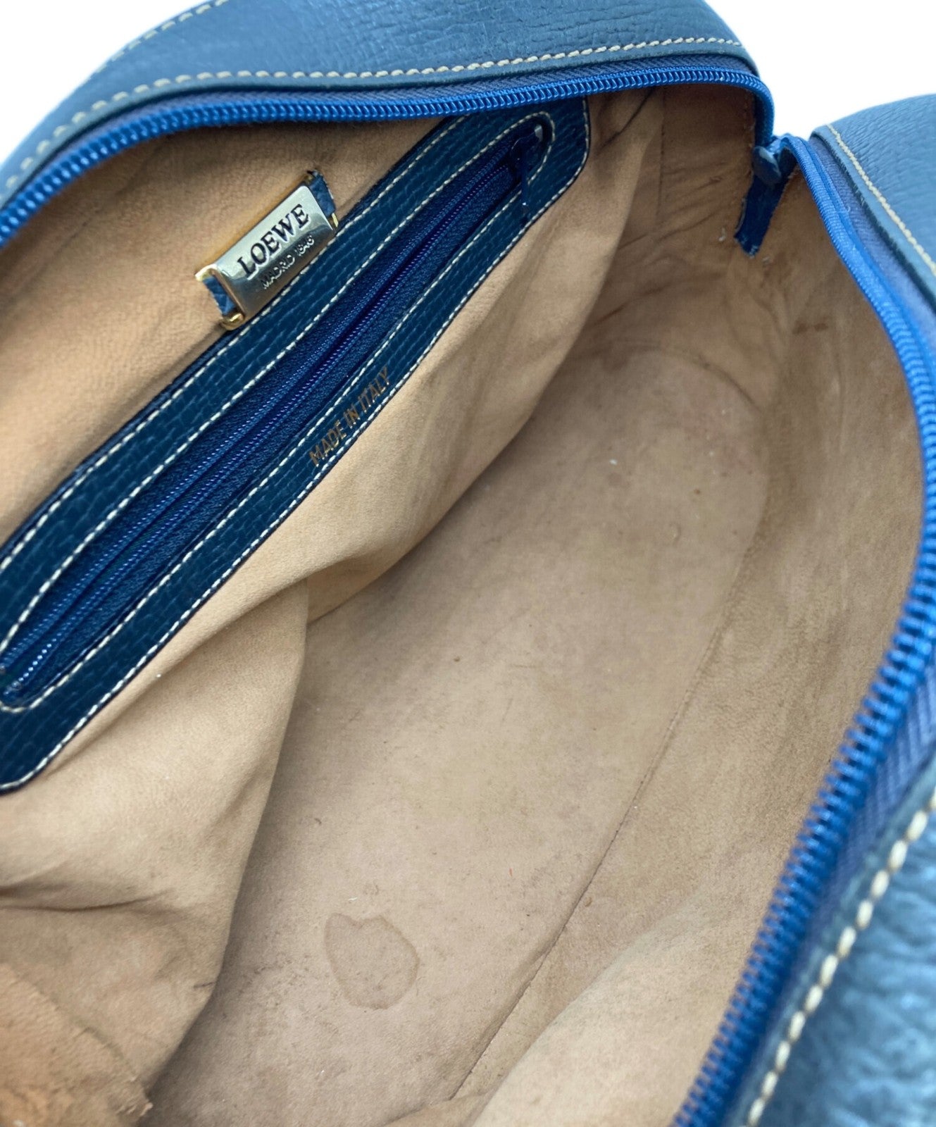 LOEWE Hand Bag Tote Purse Navy Authentic