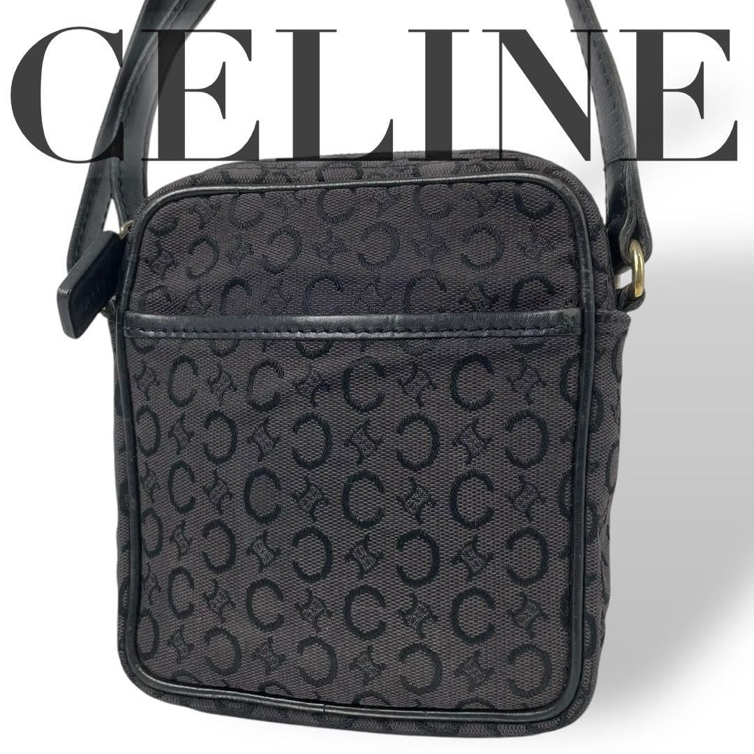 CELINE shoulder bag Purse Macadam Black Canvas Authentic Used Women's