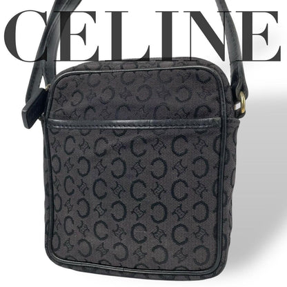 CELINE shoulder bag Purse Macadam Black Canvas Authentic Used Women's