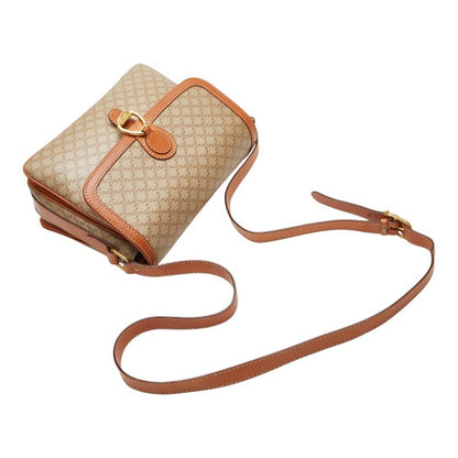 CELINE shoulder bag Purse Macadam Beige Brown PVC Leather Women's Authentic Used