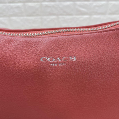 COACH Shoulder Bag Purse 2way Turn Lock Leather Orange Authentic