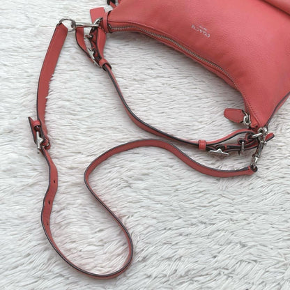 COACH Shoulder Bag Purse 2way Turn Lock Leather Orange Authentic