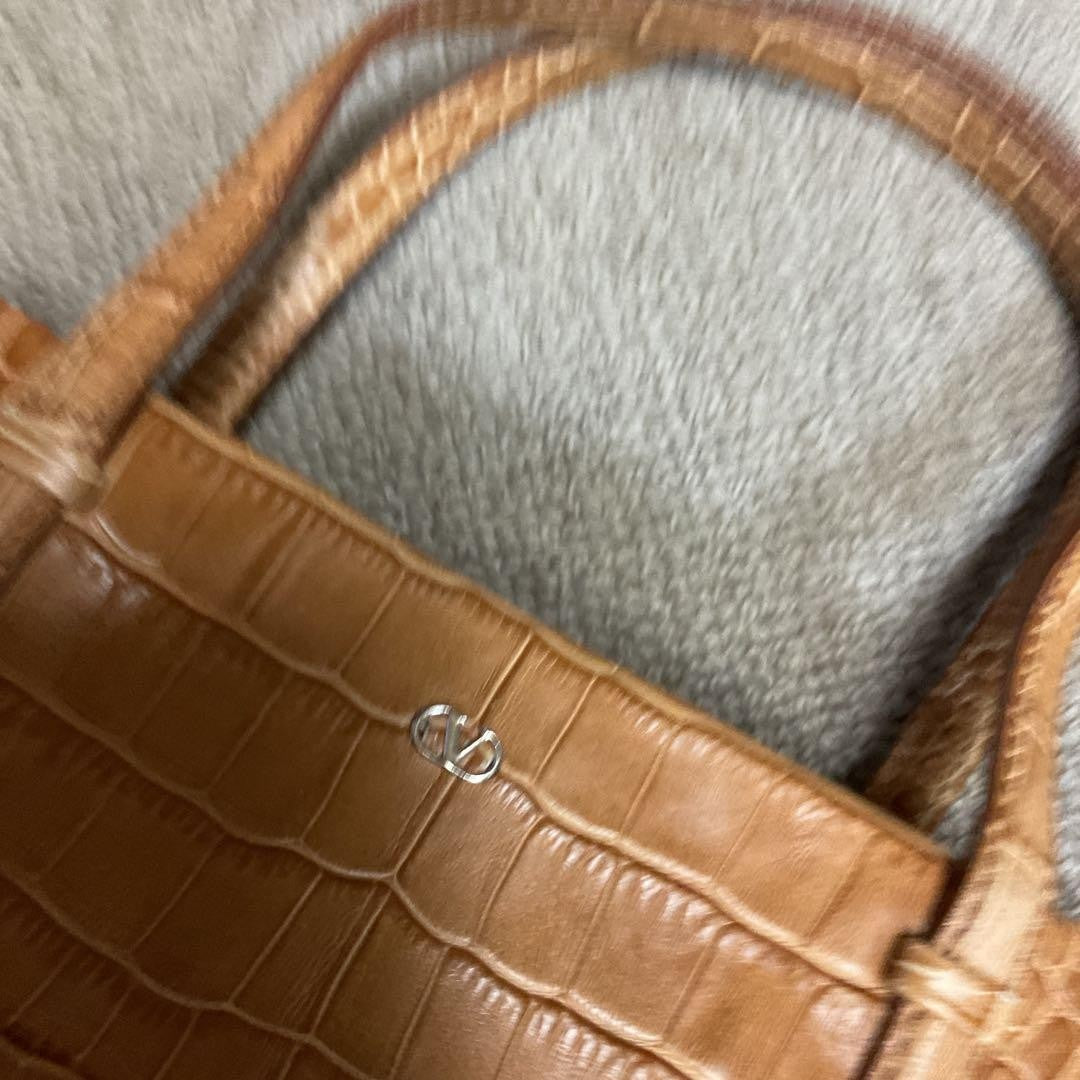 Valentino Mini Hand Bag Tote Purse Logo Camel Authentic