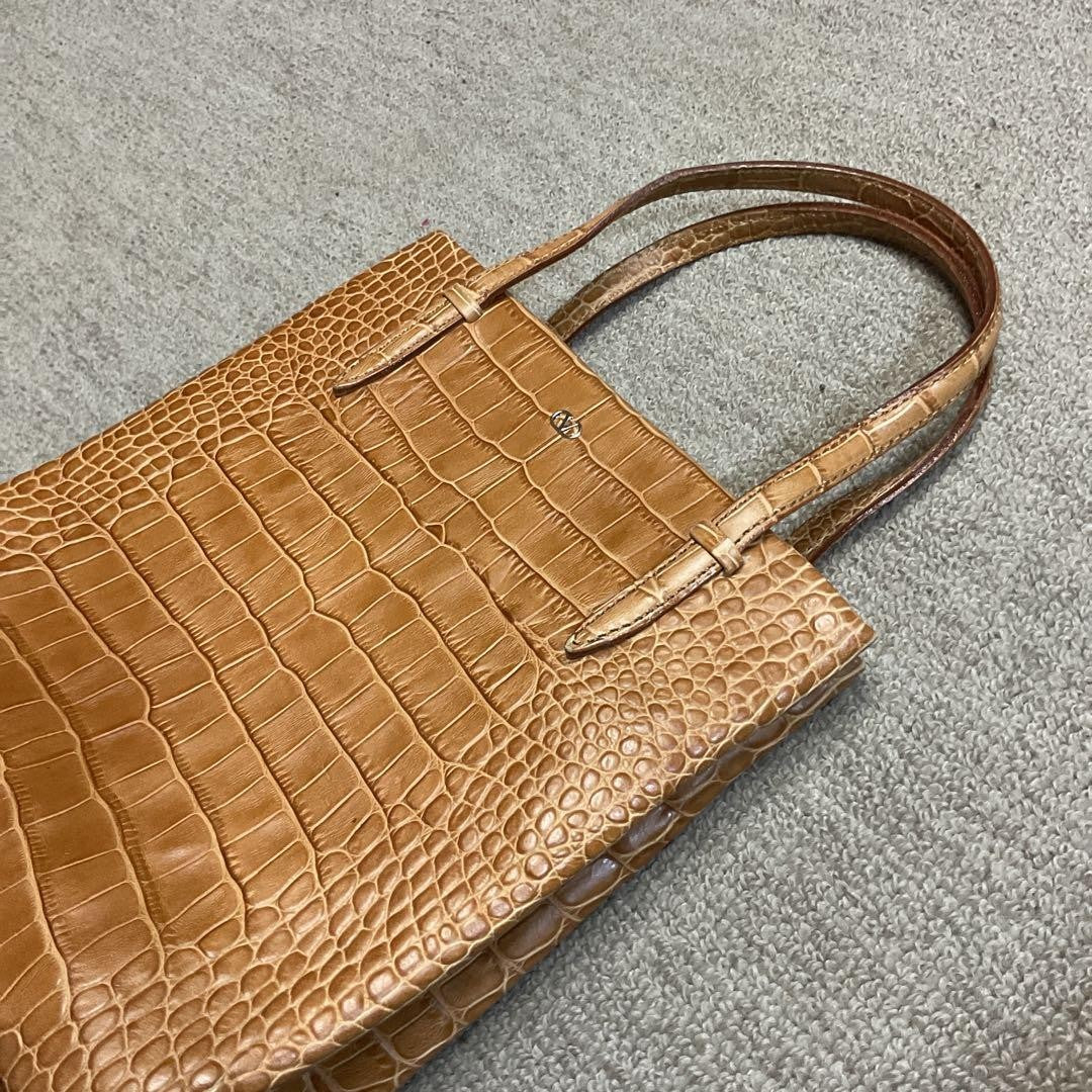 Valentino Mini Hand Bag Tote Purse Logo Camel Authentic
