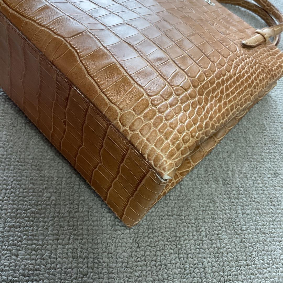 Valentino Mini Hand Bag Tote Purse Logo Camel Authentic