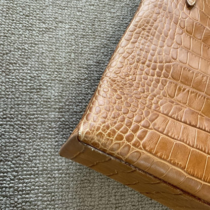 Valentino Mini Hand Bag Tote Purse Logo Camel Authentic