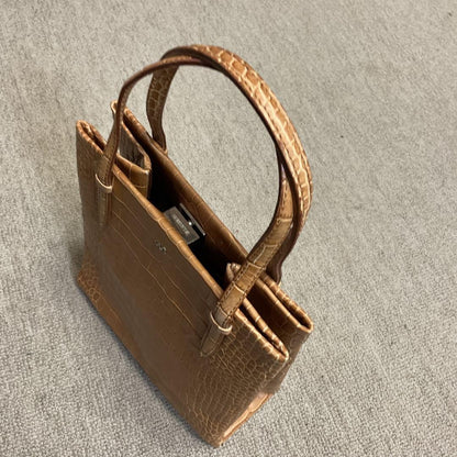 Valentino Mini Hand Bag Tote Purse Logo Camel Authentic