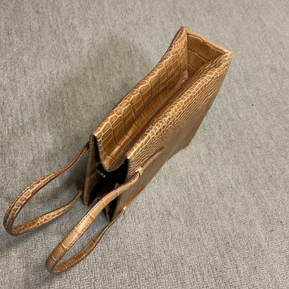 Valentino Mini Hand Bag Tote Purse Logo Camel Authentic