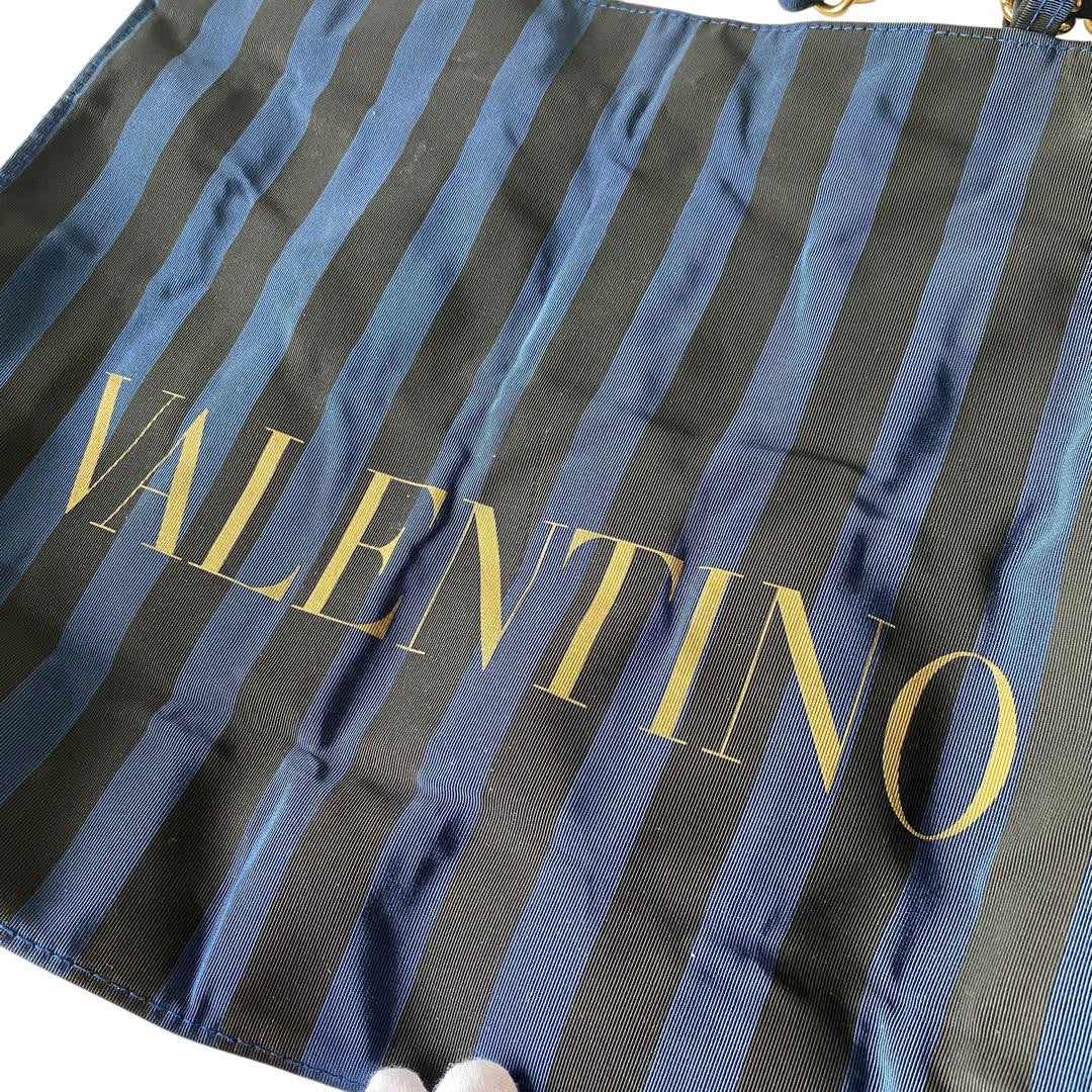 Valentino Shoulder Bag Purse Stripe Navy Black Authentic