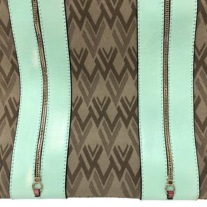Valentino Garavani Hand Bag Tote Purse Canvas Leather Brown Mint Authentic