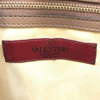 Valentino Garavani Hand Bag Tote Purse Canvas Leather Brown Mint Authentic