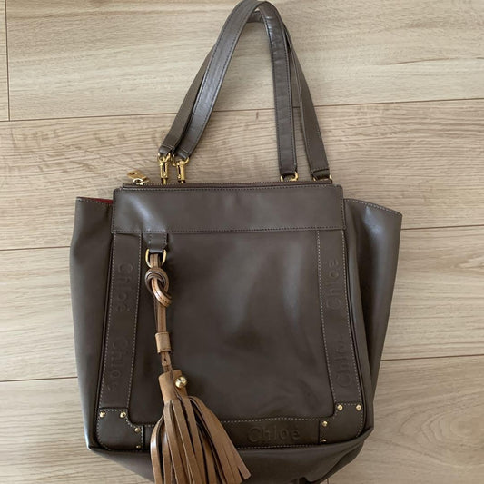 Chloe Hand Bag Tote Purse EDEN Leather Brown Authentic