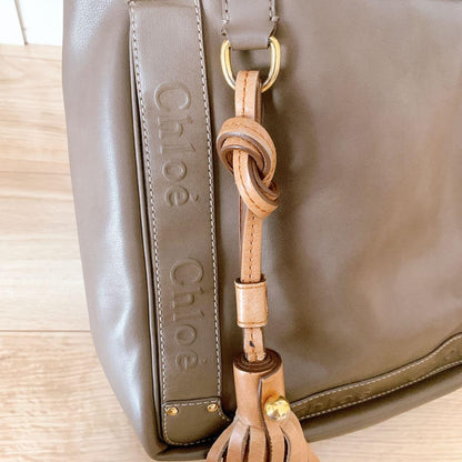 Chloe Hand Bag Tote Purse EDEN Leather Brown Authentic