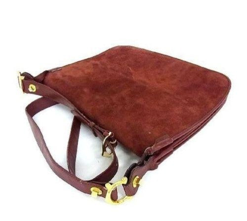 Cartier Shoulder Bag Purse Suede Leather Bordeaux Authentic