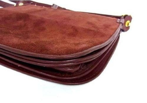Cartier Shoulder Bag Purse Suede Leather Bordeaux Authentic