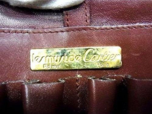 Cartier Shoulder Bag Purse Suede Leather Bordeaux Authentic