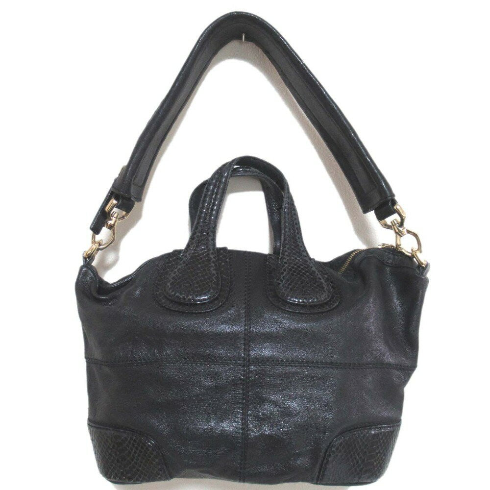GIVENCHY Nightingale Hand Shoulder Bag Leather Black Authentic Vintage