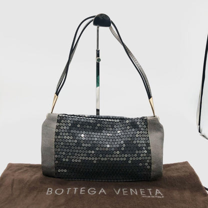 BOTTEGA VENETA Shoulder Bag Purse Sequins Gray Authentic