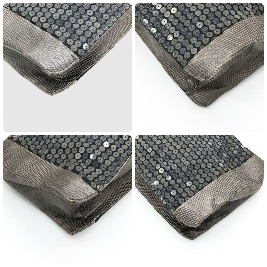 BOTTEGA VENETA Shoulder Bag Purse Sequins Gray Authentic