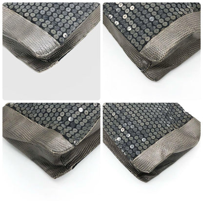 BOTTEGA VENETA Shoulder Bag Purse Sequins Gray Authentic