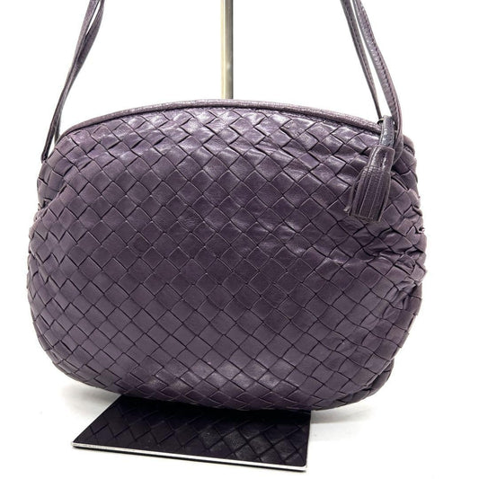 BOTTEGA VENETA Shoulder Bag Purse Intrecciato Leather Purple Authentic