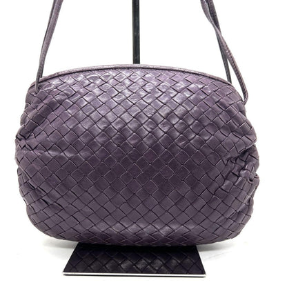 BOTTEGA VENETA Shoulder Bag Purse Intrecciato Leather Purple Authentic