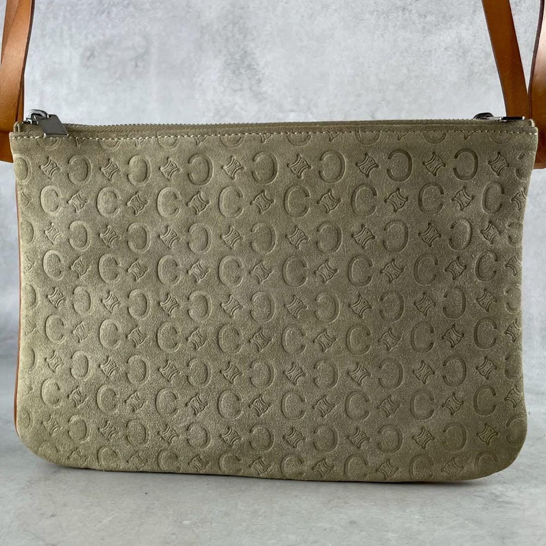 CELINE Shoulder Bag Purse 2way C Macadam Suede Leather Beige Brown Authentic