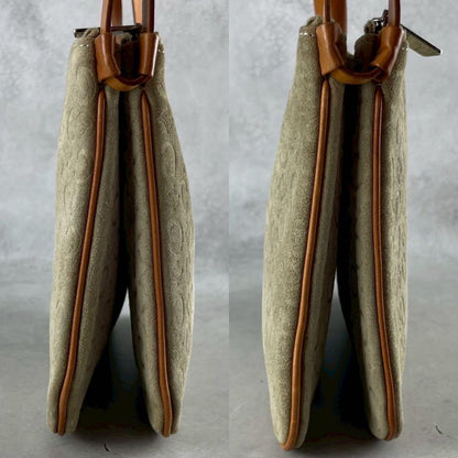 CELINE Shoulder Bag Purse 2way C Macadam Suede Leather Beige Brown Authentic