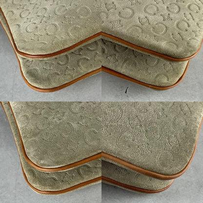 CELINE Shoulder Bag Purse 2way C Macadam Suede Leather Beige Brown Authentic