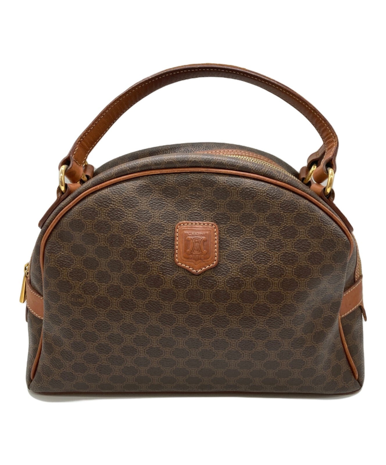 CELINE Hand Bag Tote Purse Macadam Brown Authentic