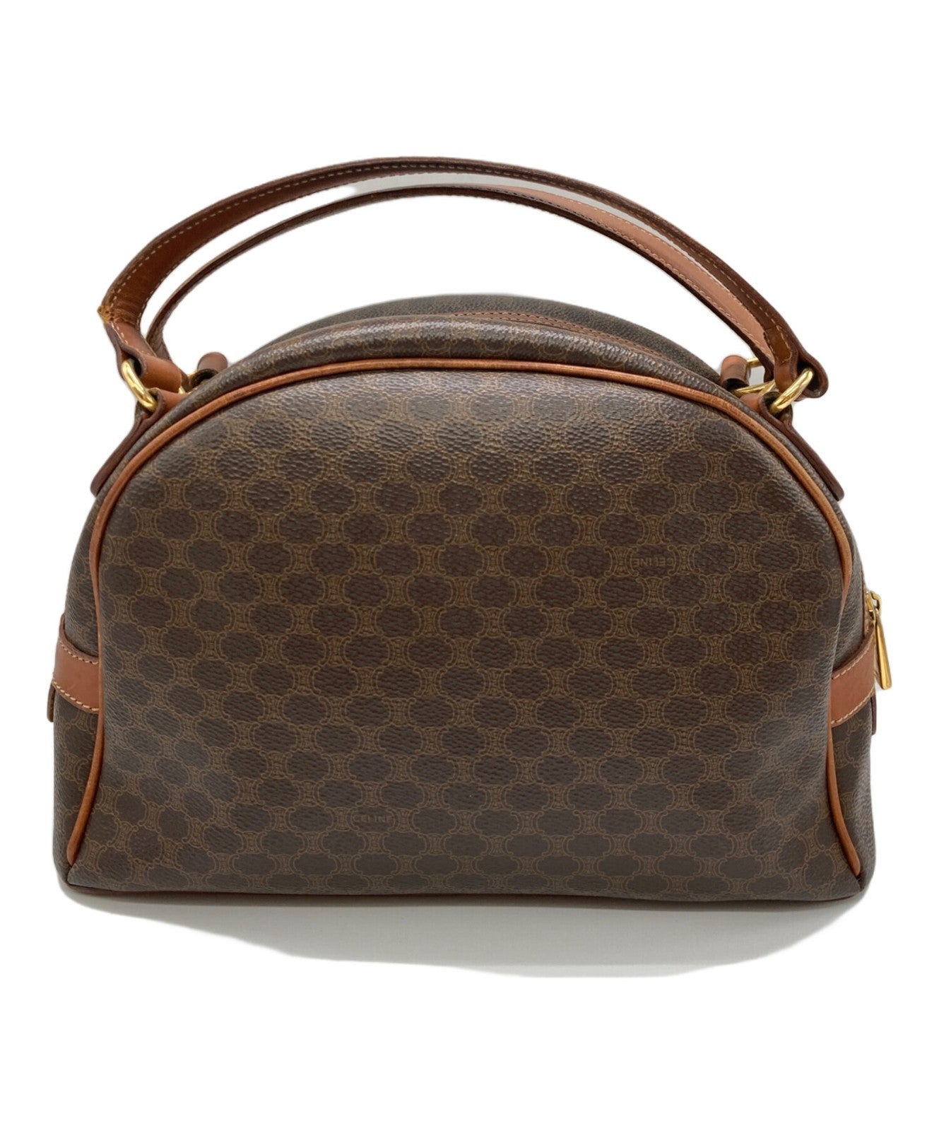 CELINE Hand Bag Tote Purse Macadam Brown Authentic