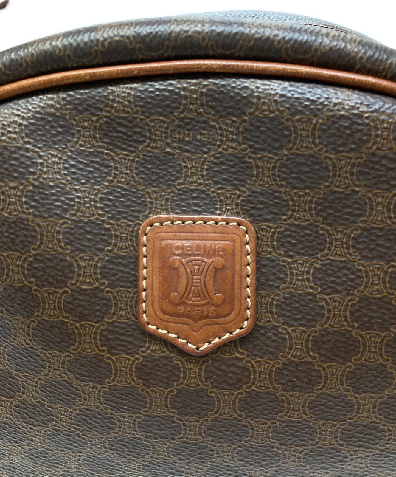 CELINE Hand Bag Tote Purse Macadam Brown Authentic
