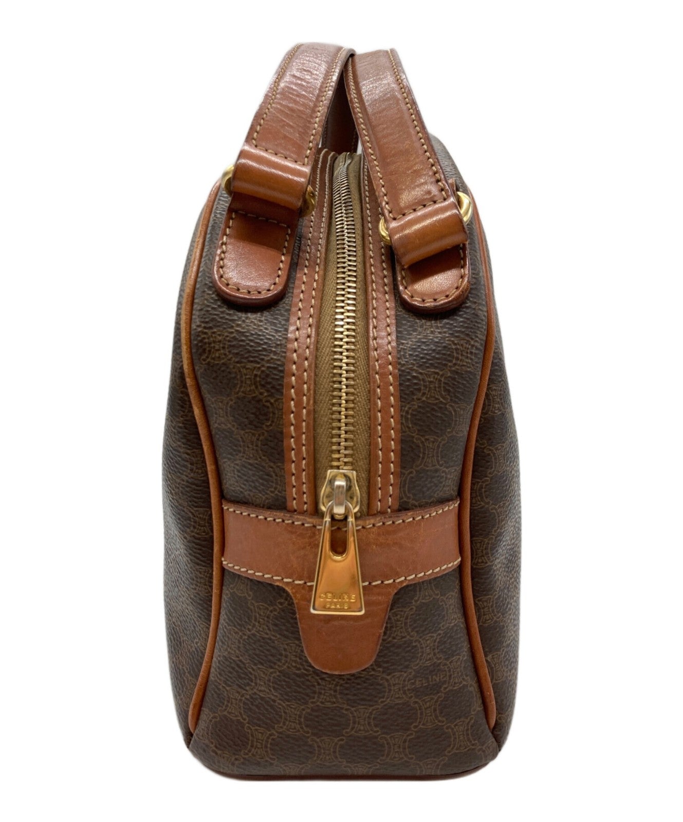 CELINE Hand Bag Tote Purse Macadam Brown Authentic