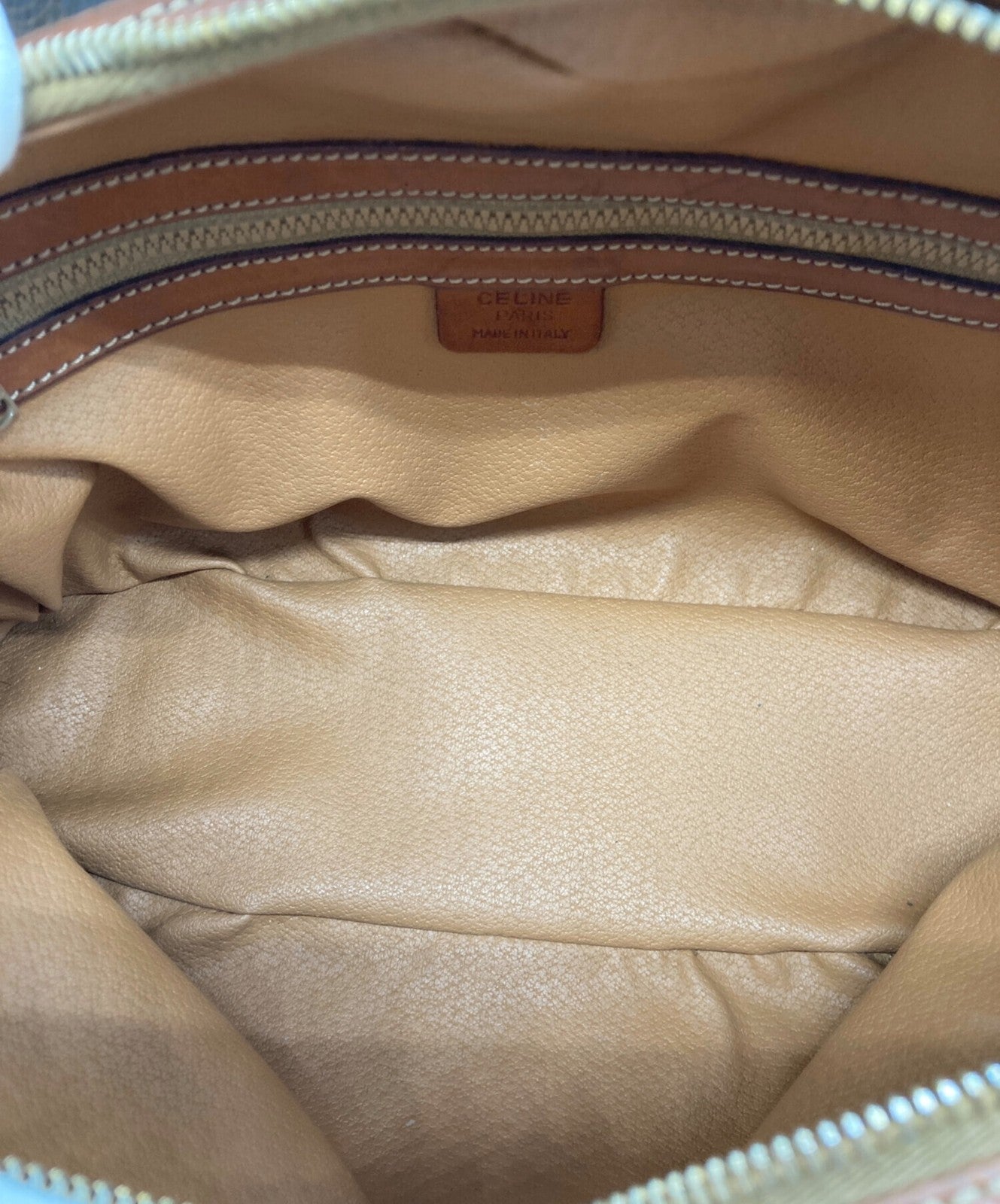 CELINE Hand Bag Tote Purse Macadam Brown Authentic