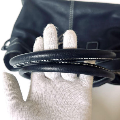 TOD'S Hand Bag Tote Purse Leather Dark Navy Authentic