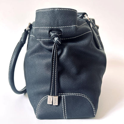 TOD'S Hand Bag Tote Purse Leather Dark Navy Authentic
