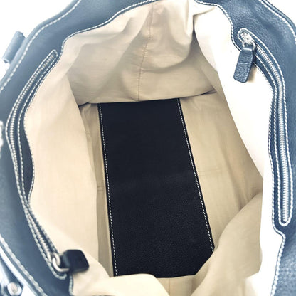 TOD'S Hand Bag Tote Purse Leather Dark Navy Authentic