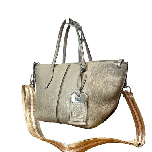 TOD'S Hand Shoulder Bag Tote Purse 2way JOY Leather Greige Authentic