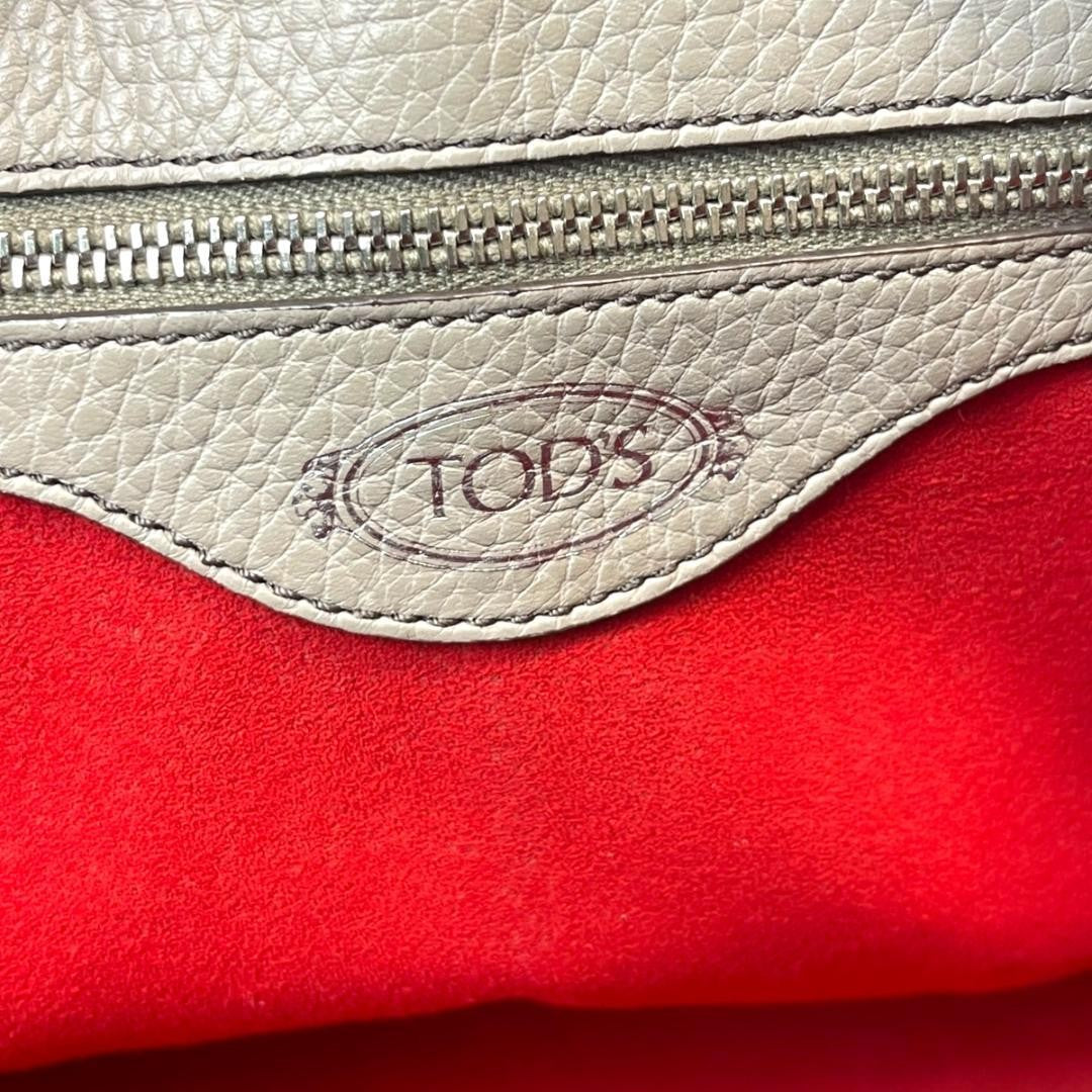 TOD'S Hand Shoulder Bag Tote Purse 2way JOY Leather Greige Authentic