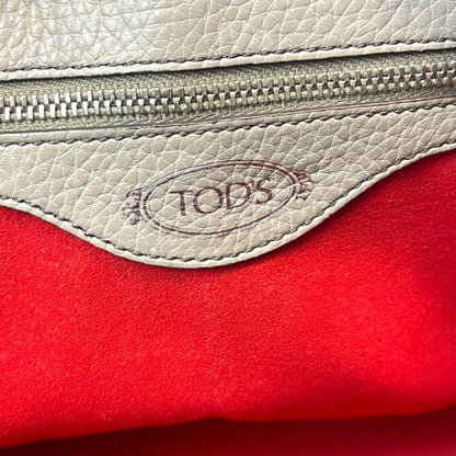 TOD'S Hand Shoulder Bag Tote Purse 2way JOY Leather Greige Authentic
