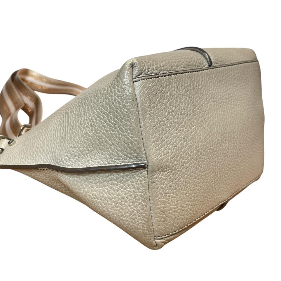 TOD'S Hand Shoulder Bag Tote Purse 2way JOY Leather Greige Authentic