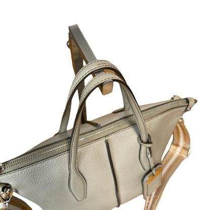 TOD'S Hand Shoulder Bag Tote Purse 2way JOY Leather Greige Authentic