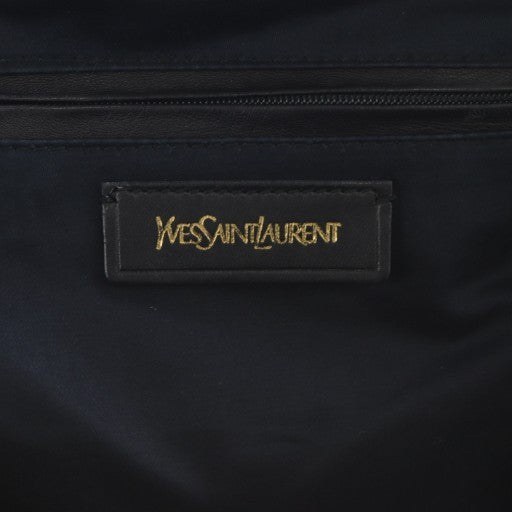 Saint Laurent Boston Hand Bag Tote Purse Y Line Patent Leather Dark Purple Auth