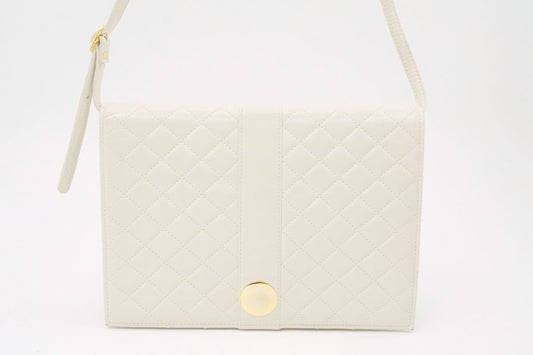 Saint Laurent Shoulder Bag Purse 2way Quilting Leather White Authentic