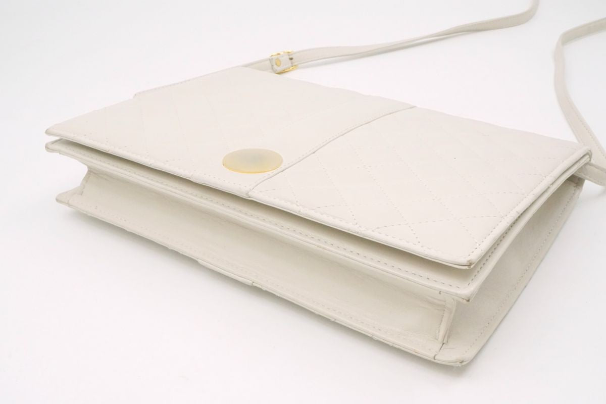 Saint Laurent Shoulder Bag Purse 2way Quilting Leather White Authentic
